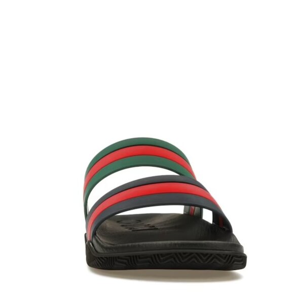 100% AUTHENTIC Gucci Men’s Rubber Slide Sandals Green/Red/Blue SIZE 10 US - Picture 2 of 5